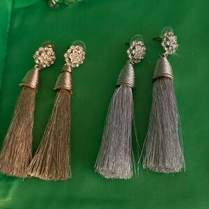 Elegant Silver and Gold Tassel Earrings (2 pairs)